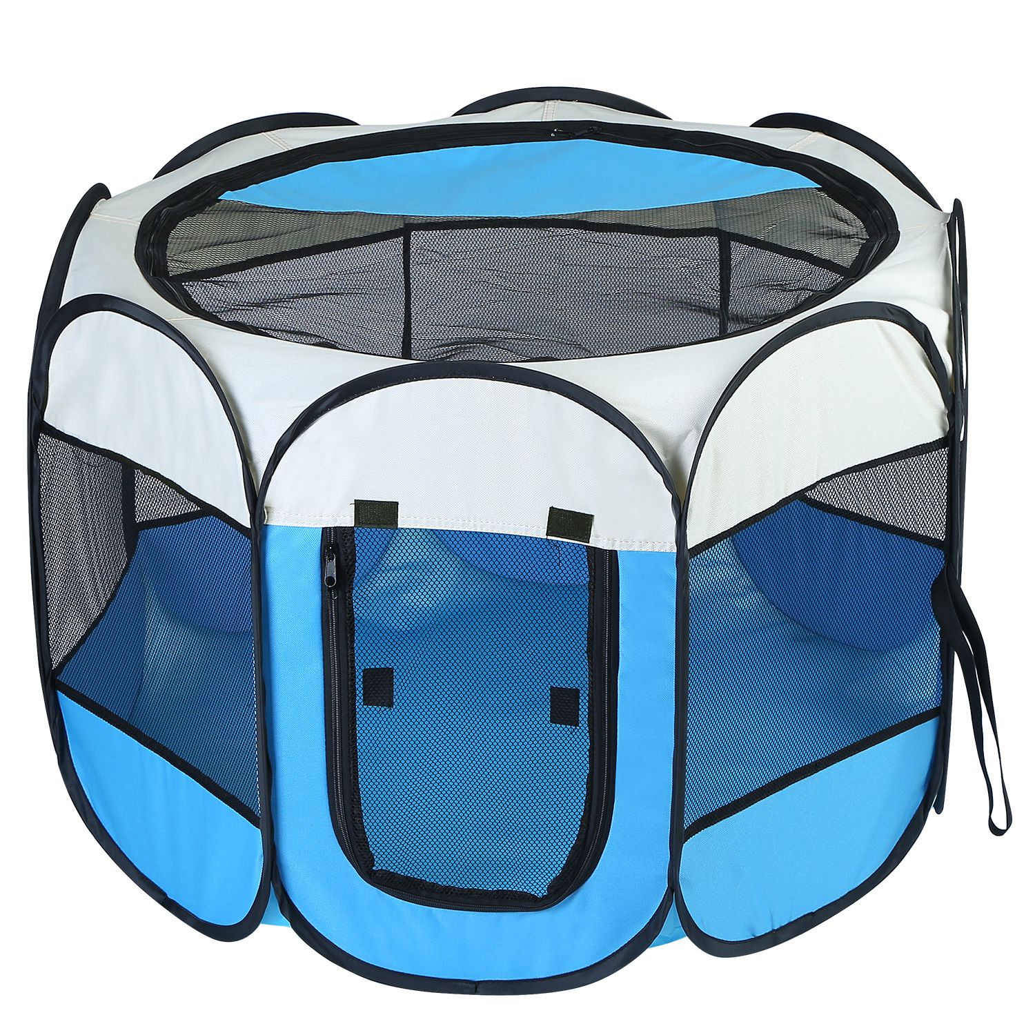 1Pc Portable Foldable Pet Tent Exercise Pen Kennel Removable Zipper Top And Bottom Water Resistant Indoor Outdoor Use For Dogs Cats Other Pets - Pink-Blue Options