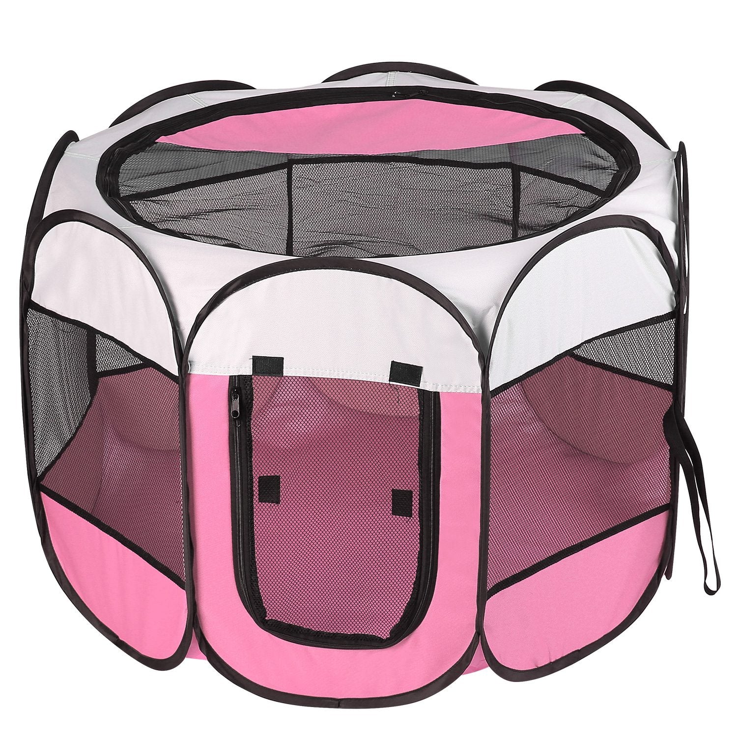 1Pc Portable Foldable Pet Tent Exercise Pen Kennel Removable Zipper Top And Bottom Water Resistant Indoor Outdoor Use For Dogs Cats Other Pets - Pink-Blue Options
