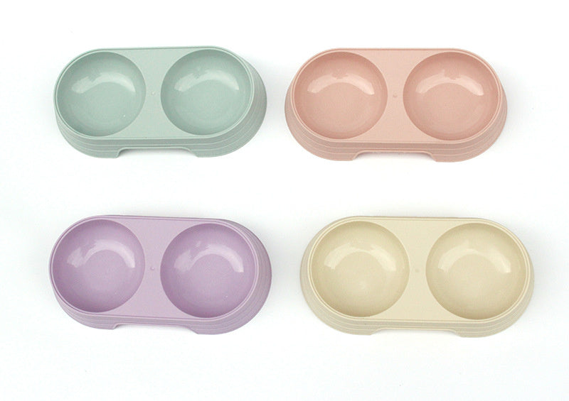 Wheat Straw Pet Double Bowl for Cats and Dogs Drinking and Eating Dual-Use Meal Bowl