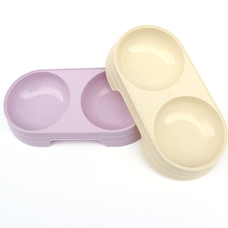 Wheat Straw Pet Double Bowl for Cats and Dogs Drinking and Eating Dual-Use Meal Bowl
