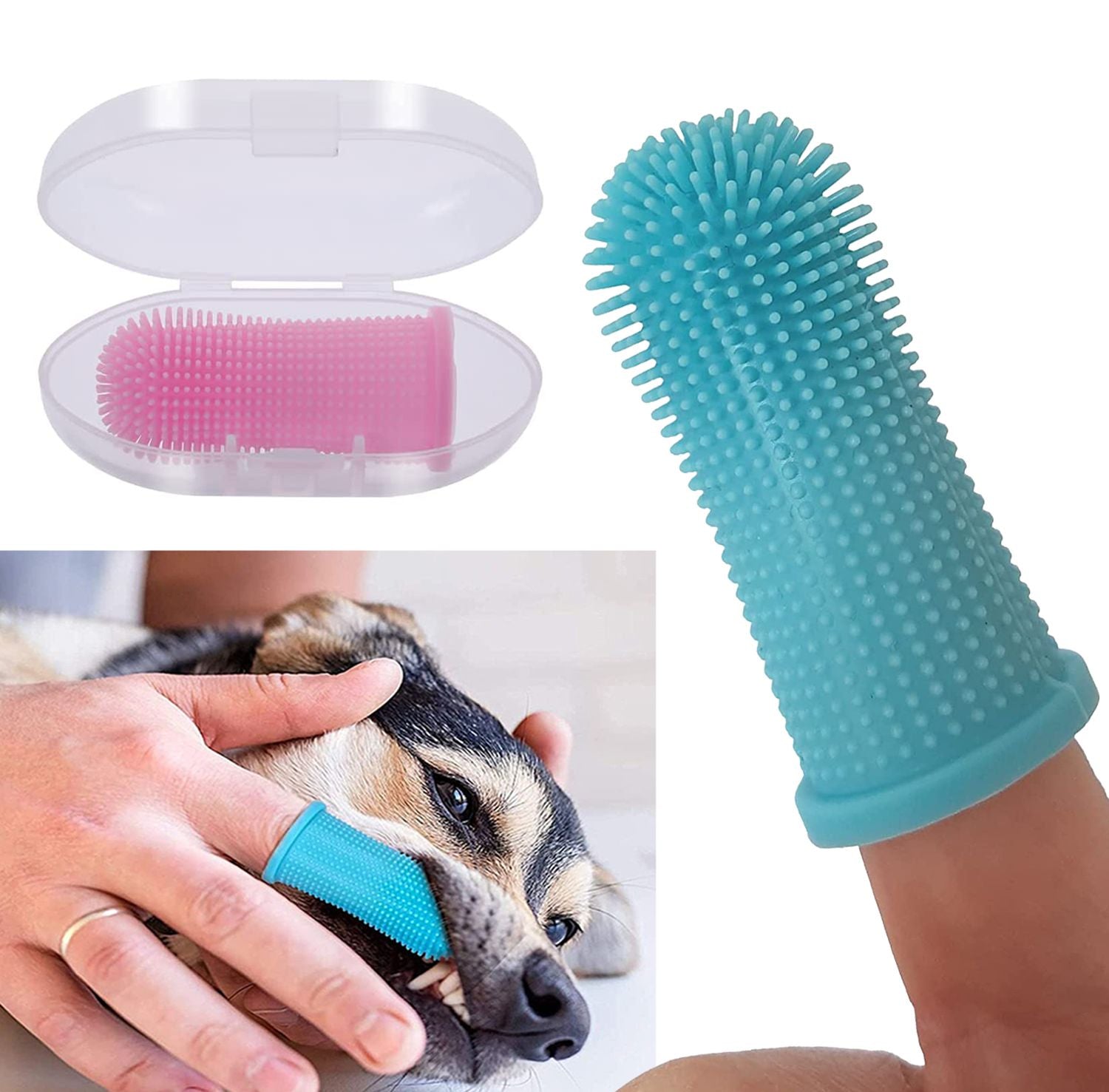 3pcs Super Soft Pet Finger Toothbrush Teeth Cleaning Nontoxic Silicone Tool