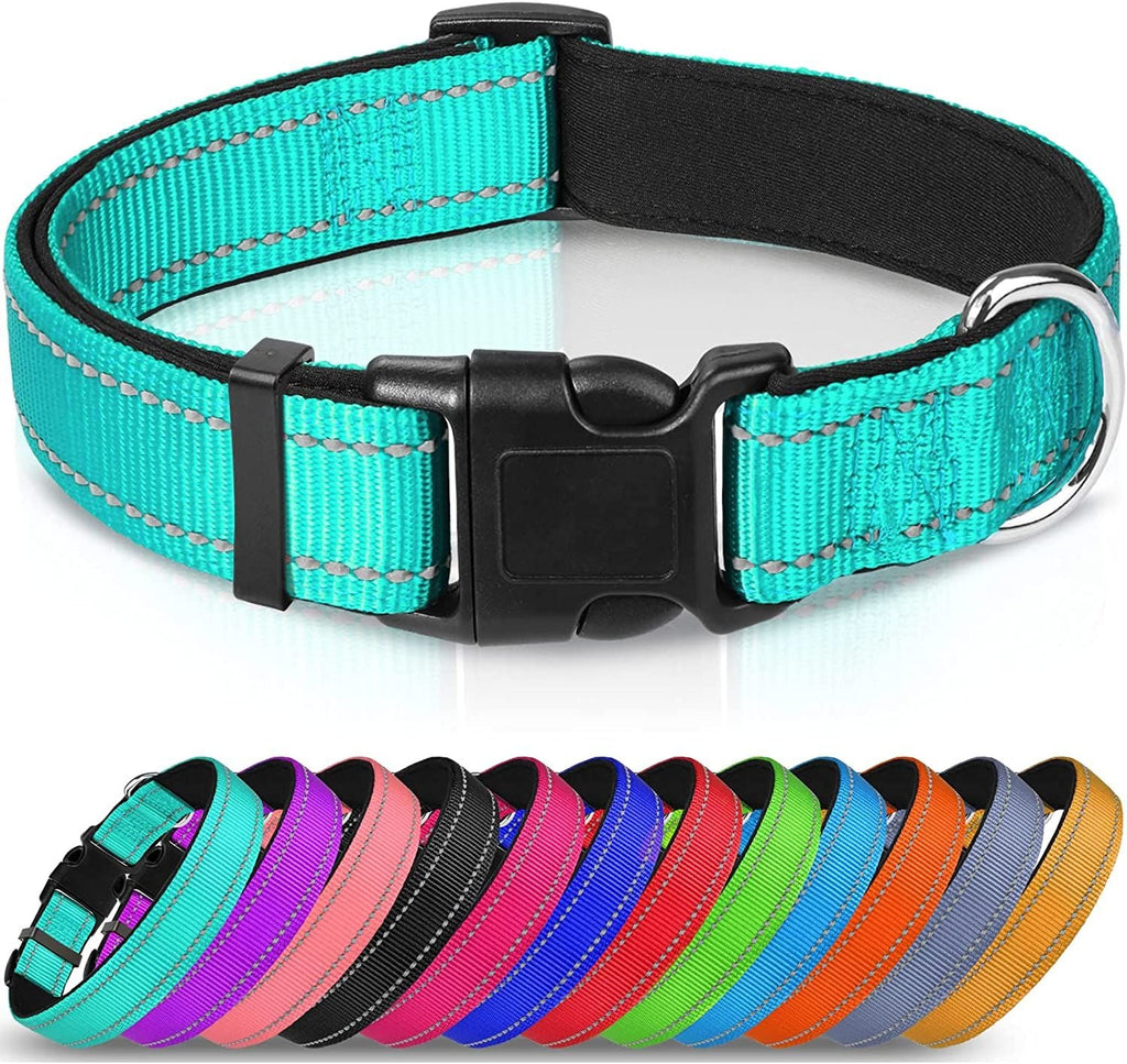 Reflective Soft Neoprene Padded Breathable Nylon Dog Collar Adjustable