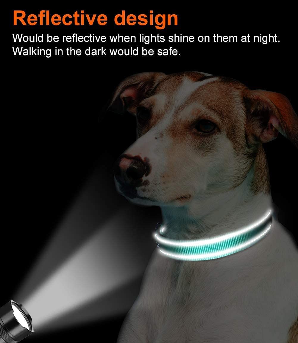 Reflective Soft Neoprene Padded Breathable Nylon Dog Collar Adjustable