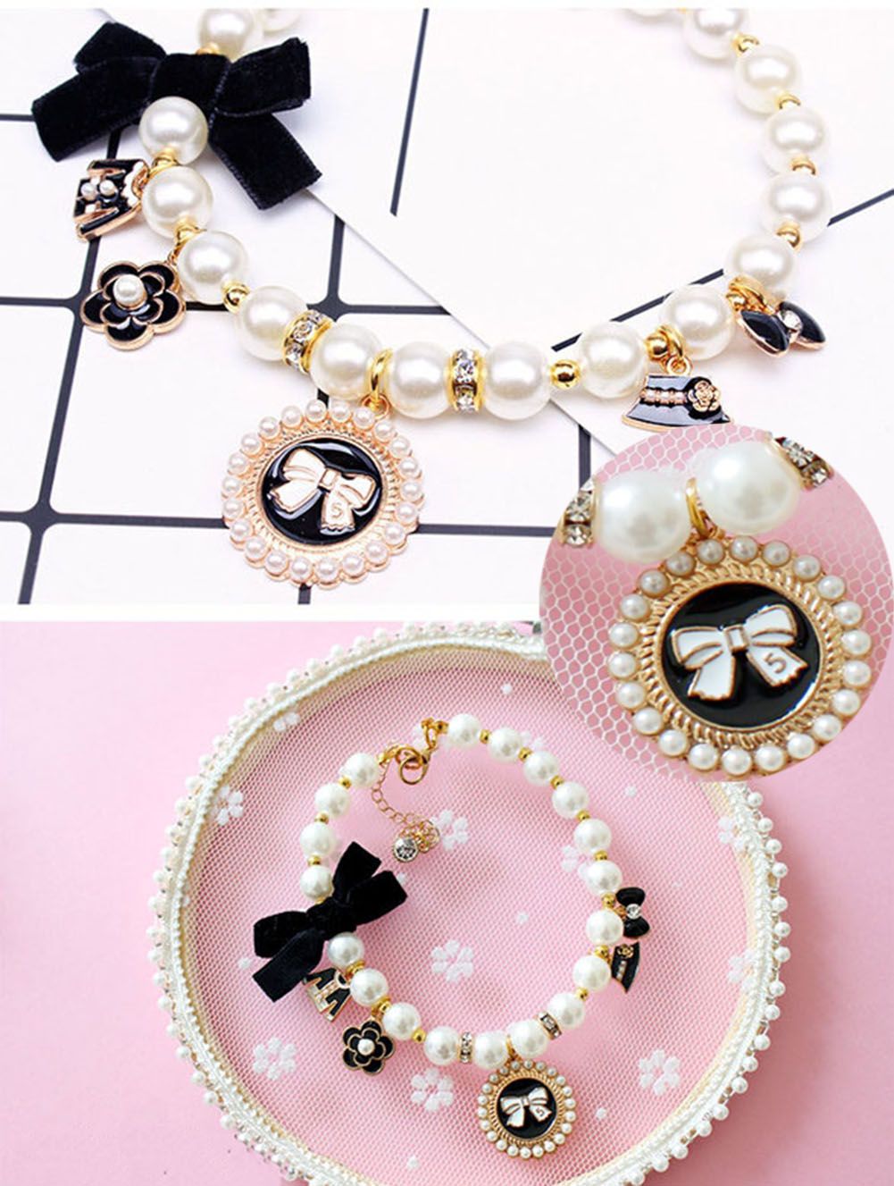 Luxurious Pearls Pet Collar Decorative Necklace for Cat Dog