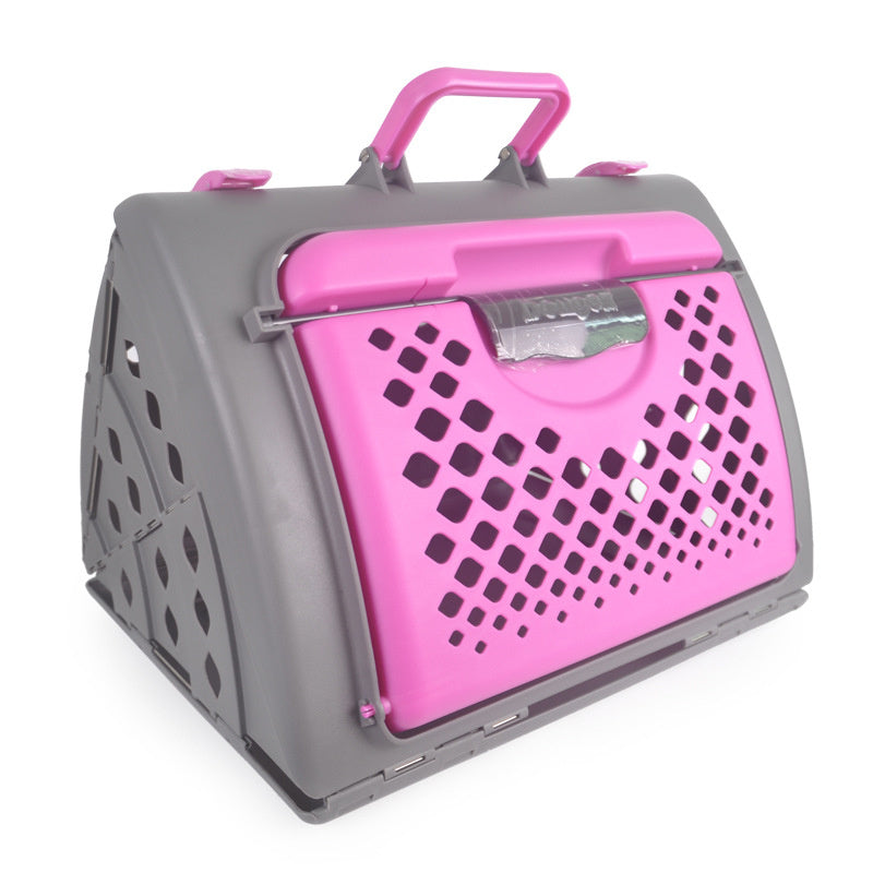 Pet Foldable Travel Cat Carrier - Front Door Collapsible Plastic Lightweight Carrier