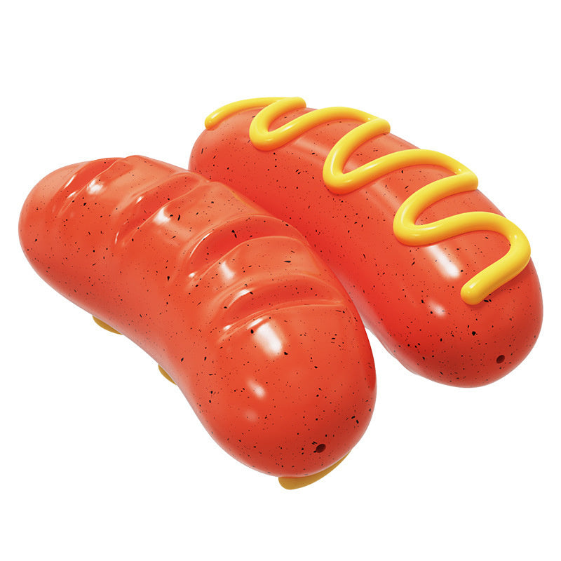 2023 New Sausage Chew Toys TPR Indestructible Toothbrush Squeaky Interactive