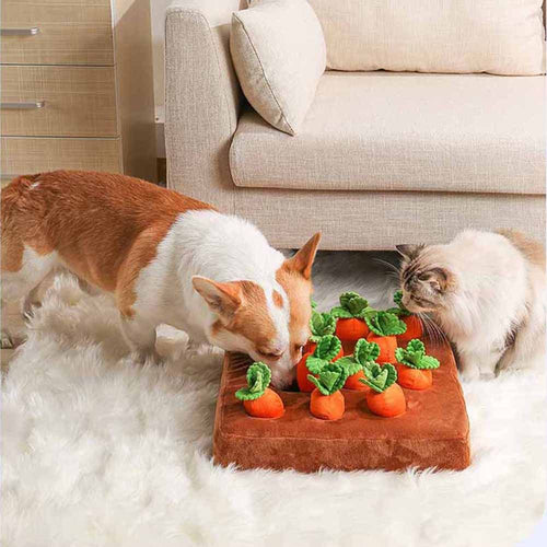 12 Plush Carrots Enrichment Dog Puzzle Hide and Seek Carrot Farm Snuffle Toy
