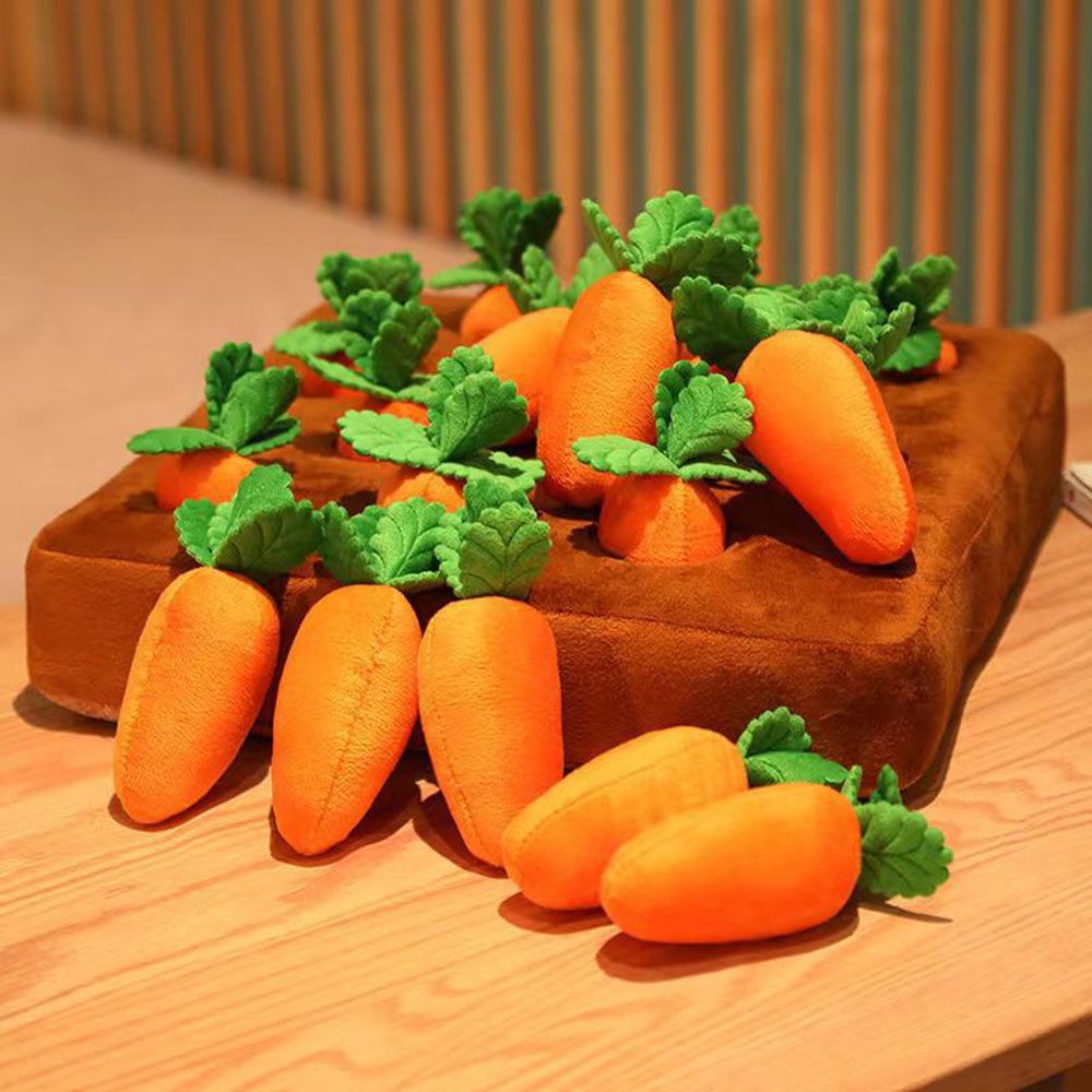 12 Plush Carrots Enrichment Dog Puzzle Hide and Seek Carrot Farm Snuffle Toy