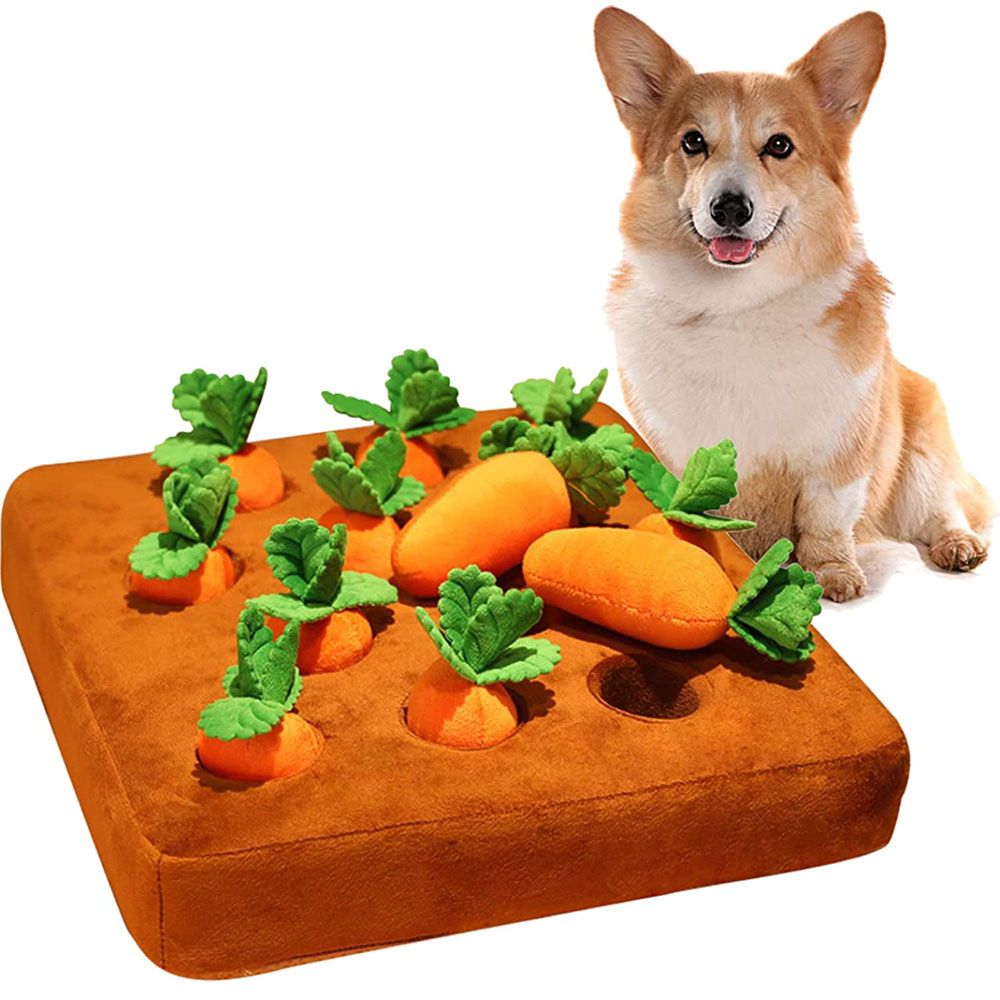 12 Plush Carrots Enrichment Dog Puzzle Hide and Seek Carrot Farm Snuffle Toy