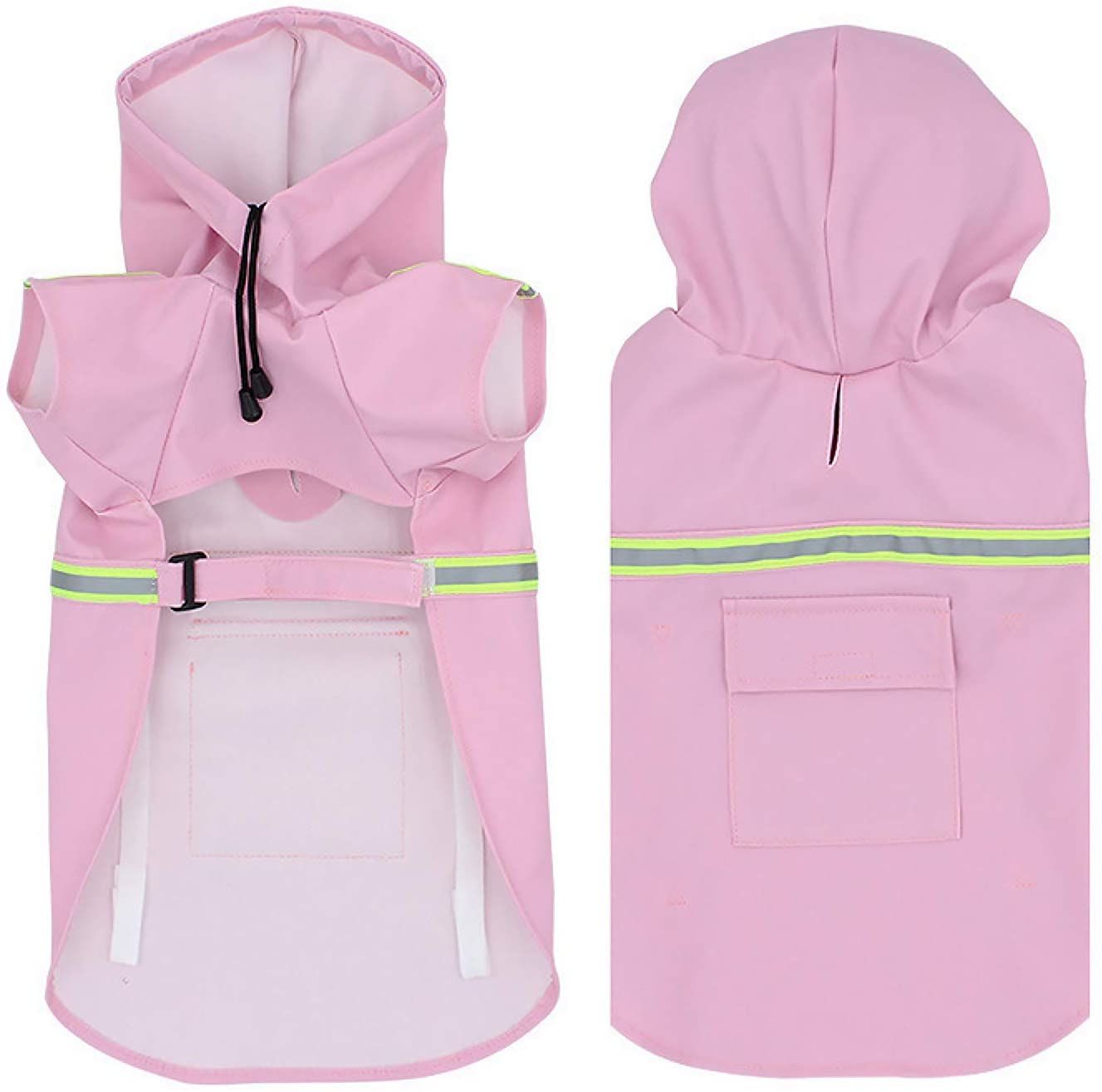 Waterproof Dog Raincoat Leisure Lightweight Reflective Rain Jacket with Hood