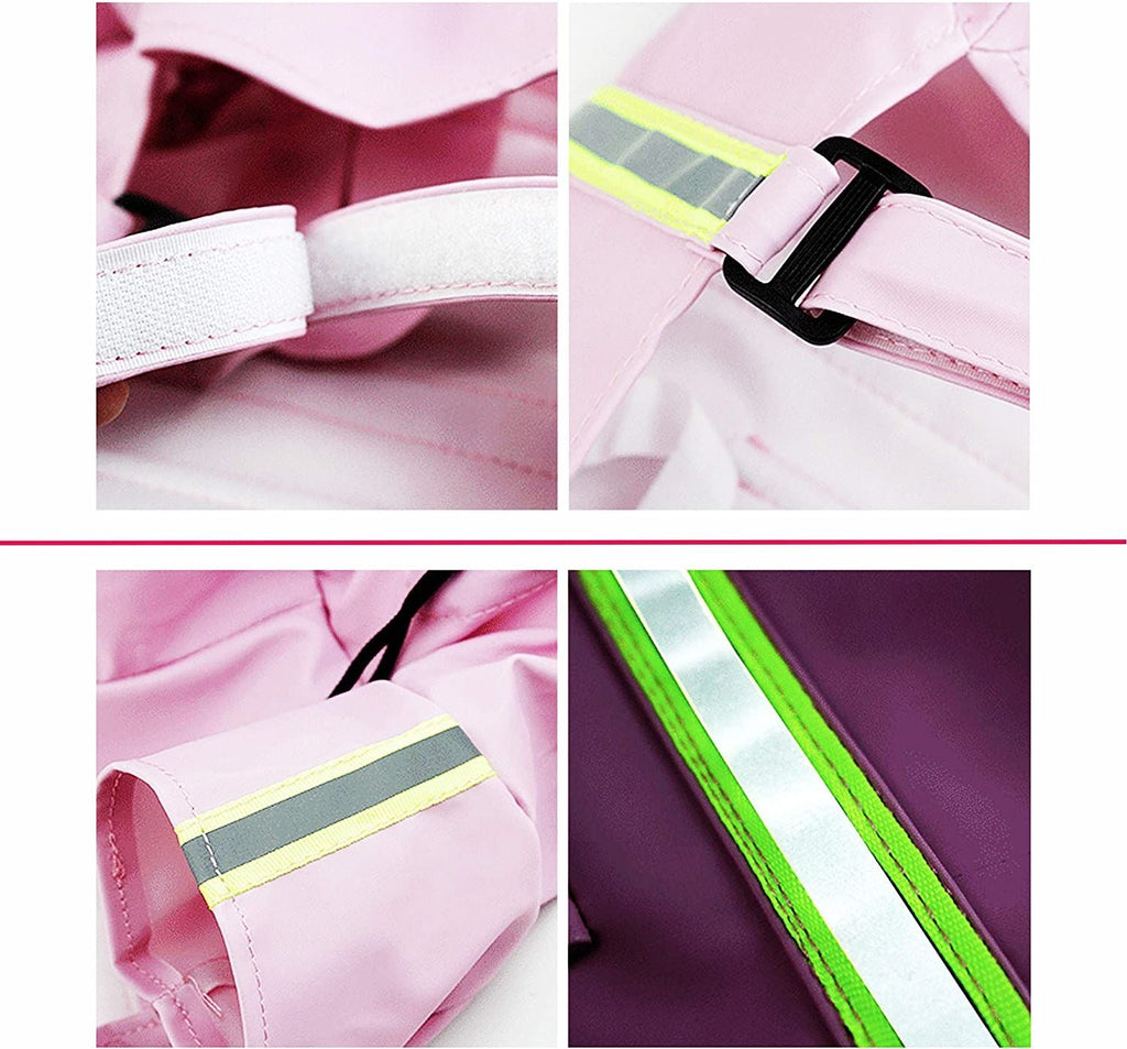Waterproof Dog Raincoat Leisure Lightweight Reflective Rain Jacket with Hood