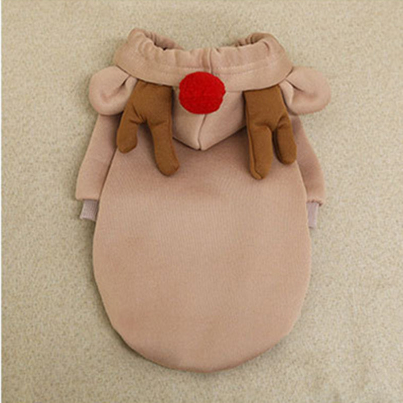 Warm Dog Sweater Christmas Elk Costume Drawstring Hooded Sweatshirt For Dogs
