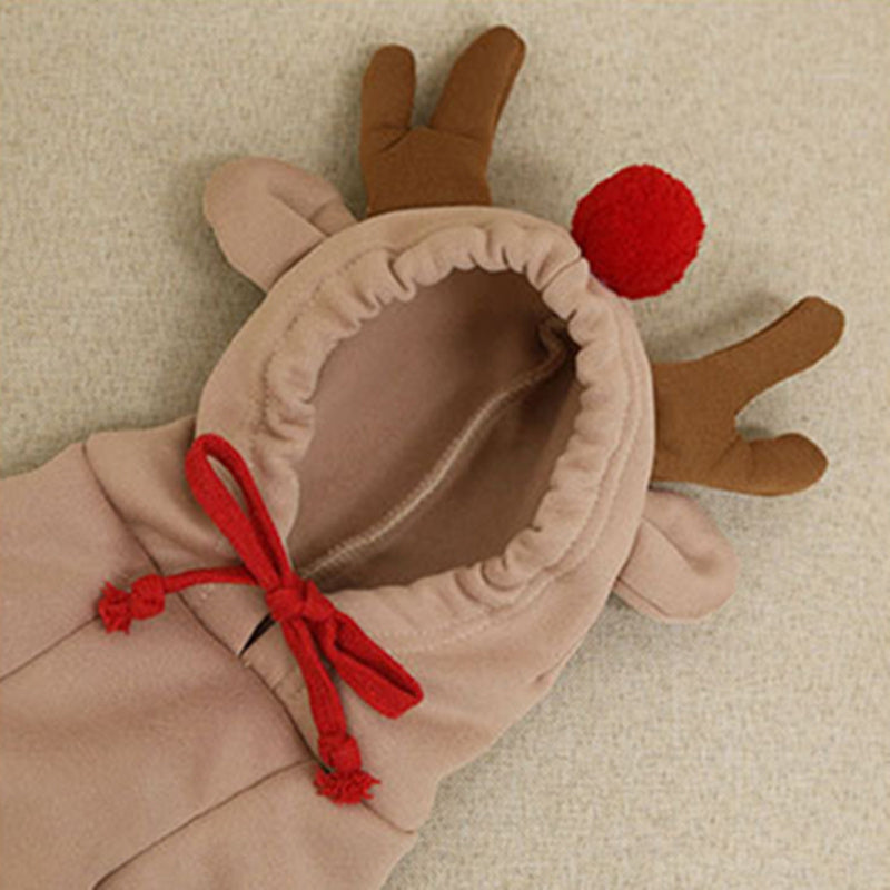 Warm Dog Sweater Christmas Elk Costume Drawstring Hooded Sweatshirt For Dogs
