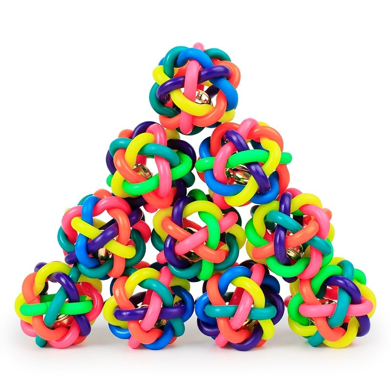 Pet Chew Toys; Rubber Balls With Bell Bite Resistant Interactive Toy For Dogs & Cats