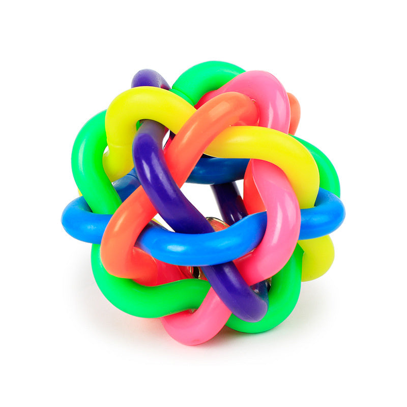 Pet Chew Toys; Rubber Balls With Bell Bite Resistant Interactive Toy For Dogs & Cats