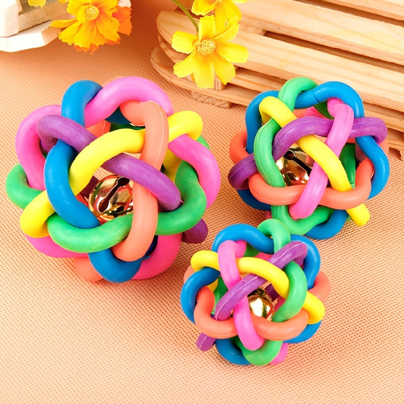 Pet Chew Toys; Rubber Balls With Bell Bite Resistant Interactive Toy For Dogs & Cats