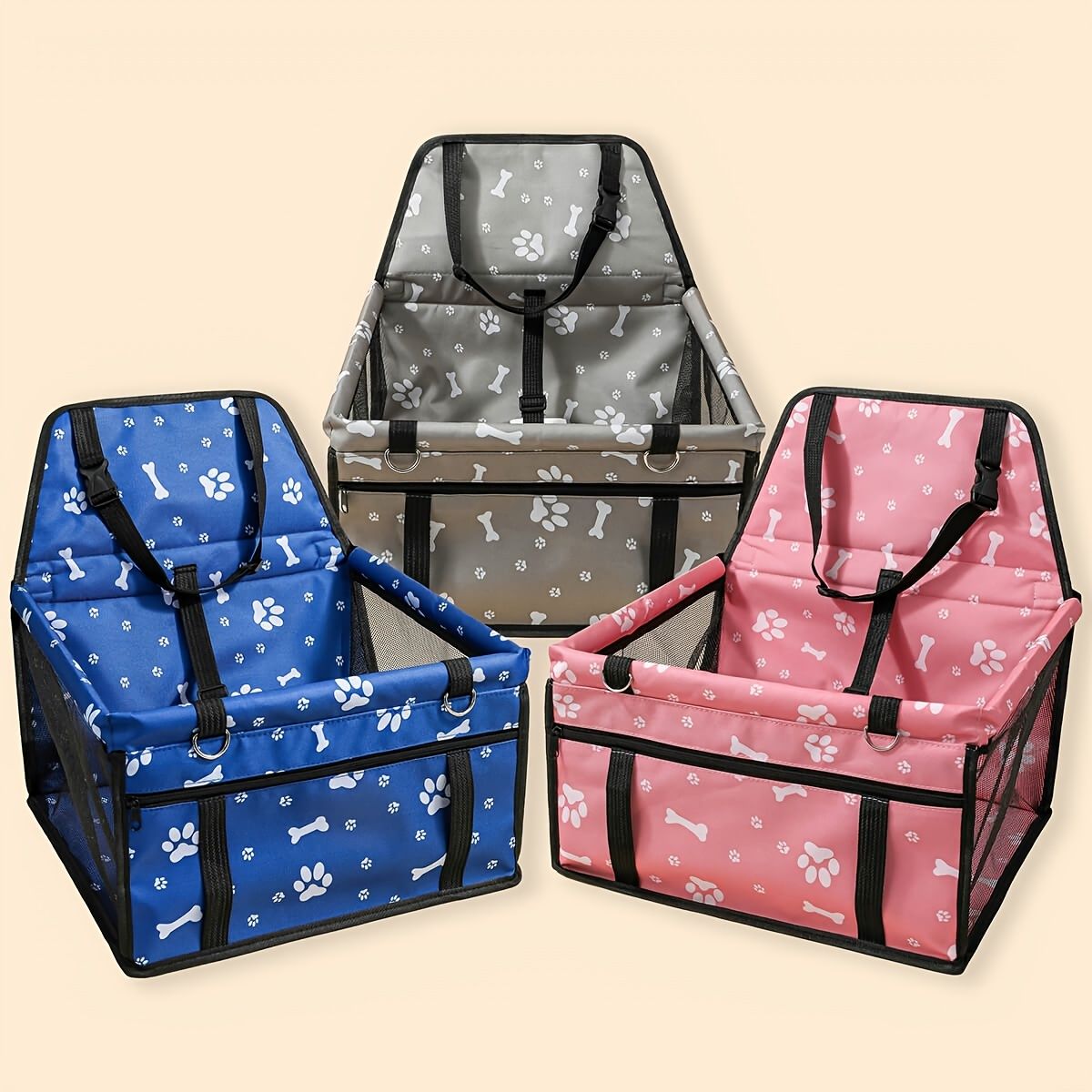 Pet Dogs Oxford Breathable Folding Soft Car Booster Seat Travel Carrier Cage