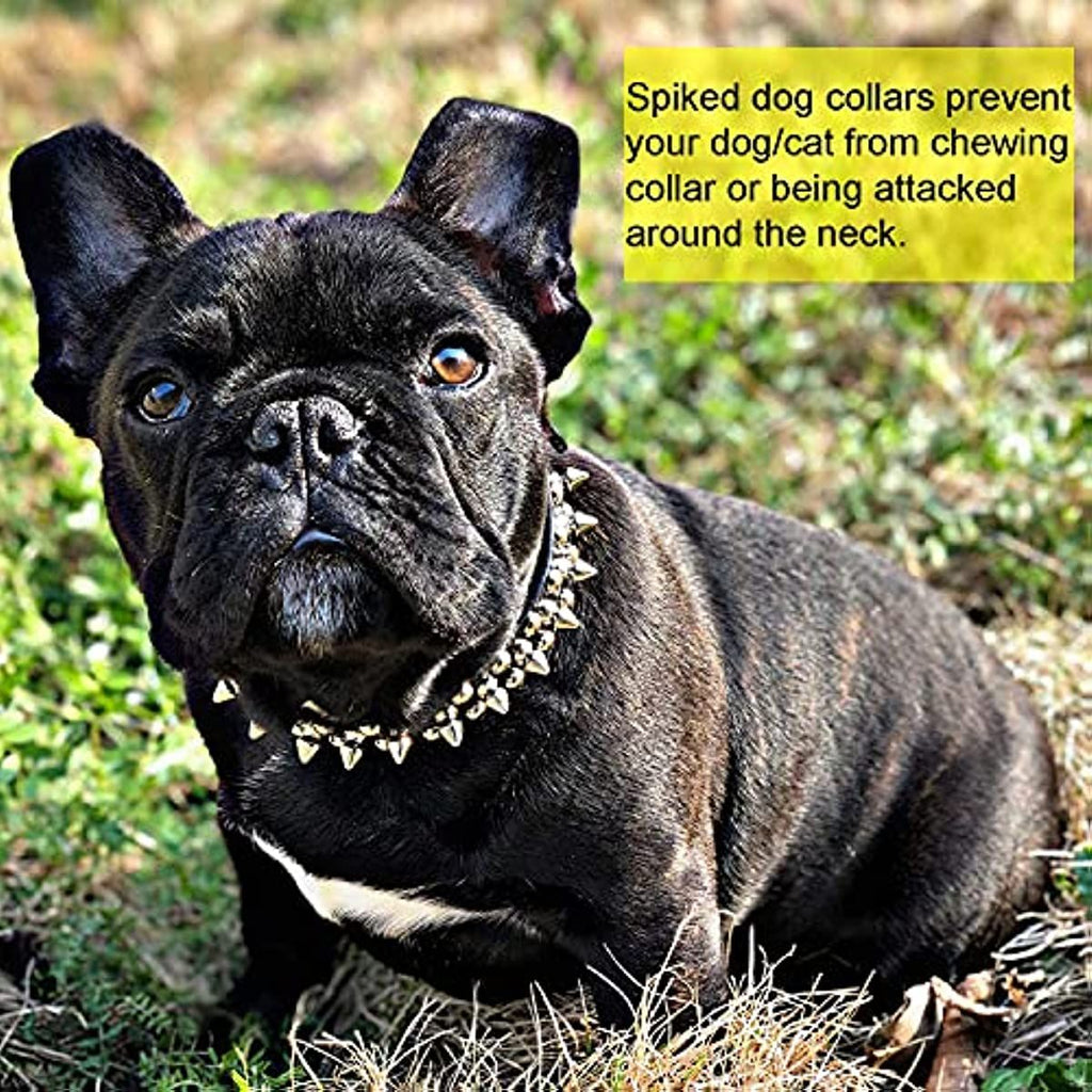 Adjustable Microfiber Leather Spiked Studded Dog Collar with a Squeaky Ball Gift