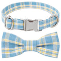 Plaid Dog Collar with Bow Gift Adjustable Soft and Comfy Bowtie Collars