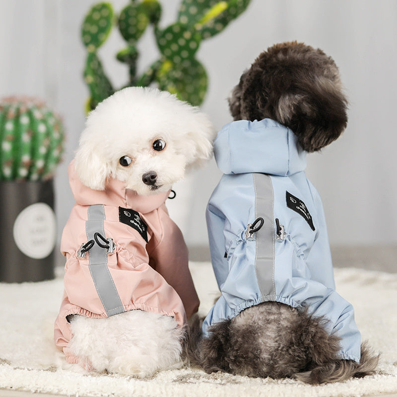 Pet Dog Waterproof Breathable Reflective Raincoat with Light Reflecting Strip