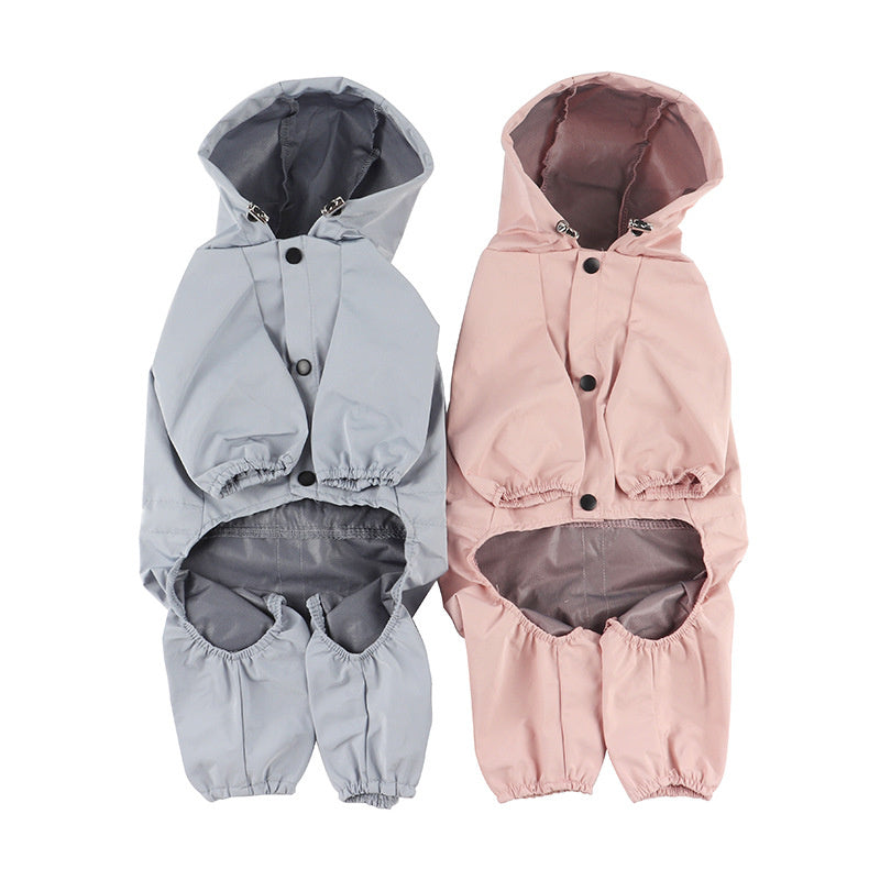 Pet Dog Waterproof Breathable Reflective Raincoat with Light Reflecting Strip