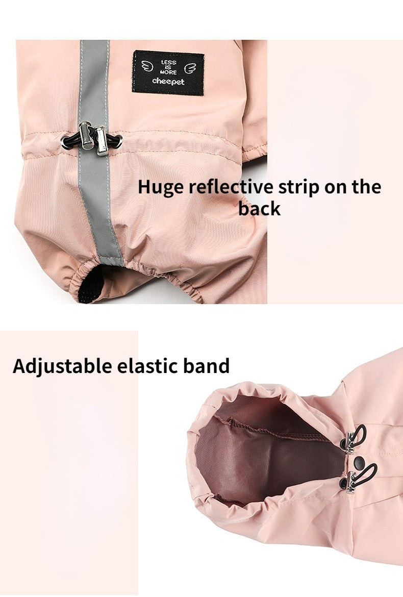 Pet Dog Waterproof Breathable Reflective Raincoat with Light Reflecting Strip