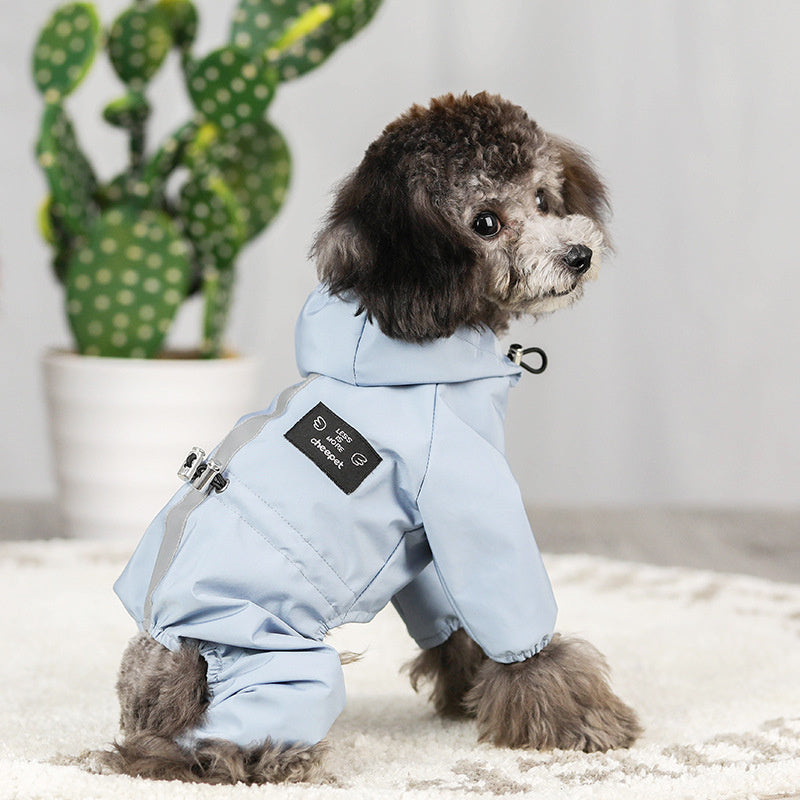 Pet Dog Waterproof Breathable Reflective Raincoat with Light Reflecting Strip