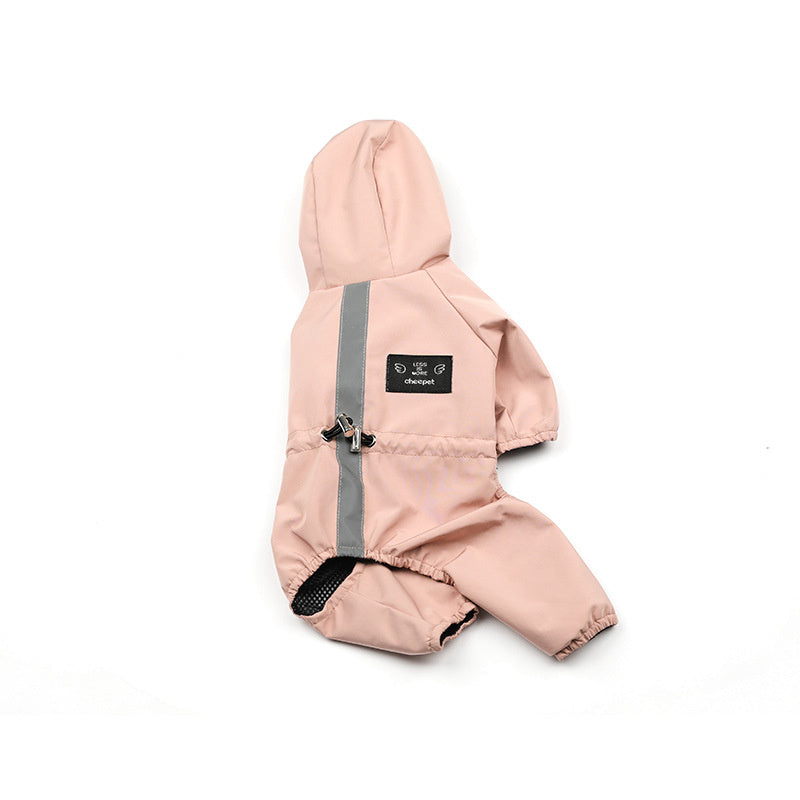 Pet Dog Waterproof Breathable Reflective Raincoat with Light Reflecting Strip