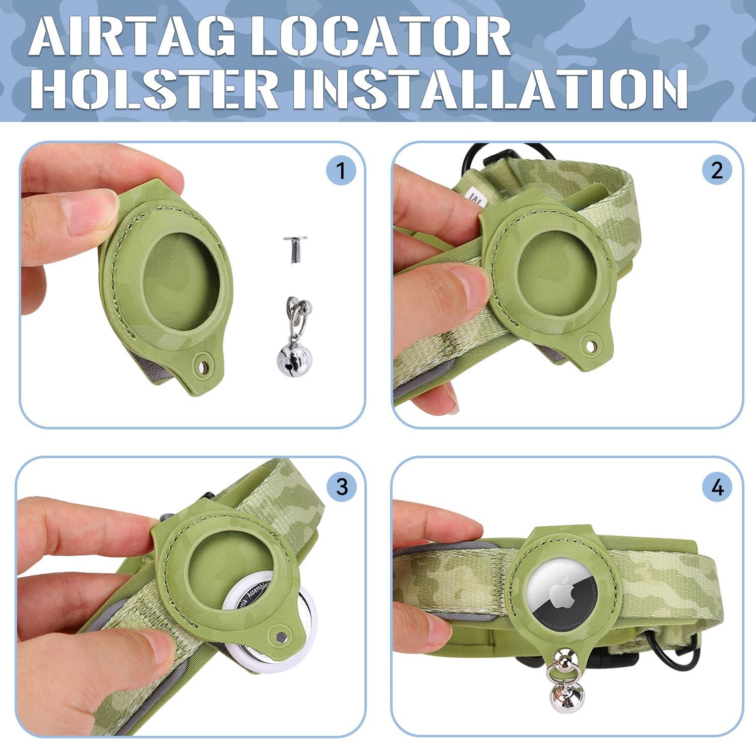 Dog Collar with AirTag Case Holder Anti-Lost Pet Locator Collar