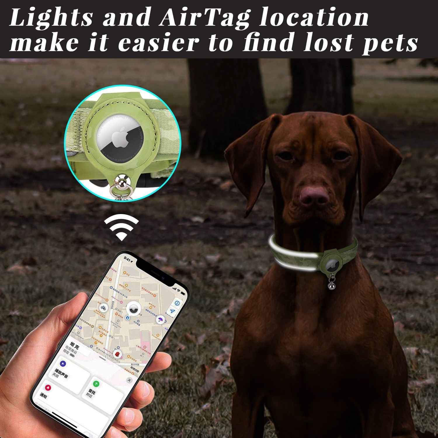 Dog Collar with AirTag Case Holder Anti-Lost Pet Locator Collar