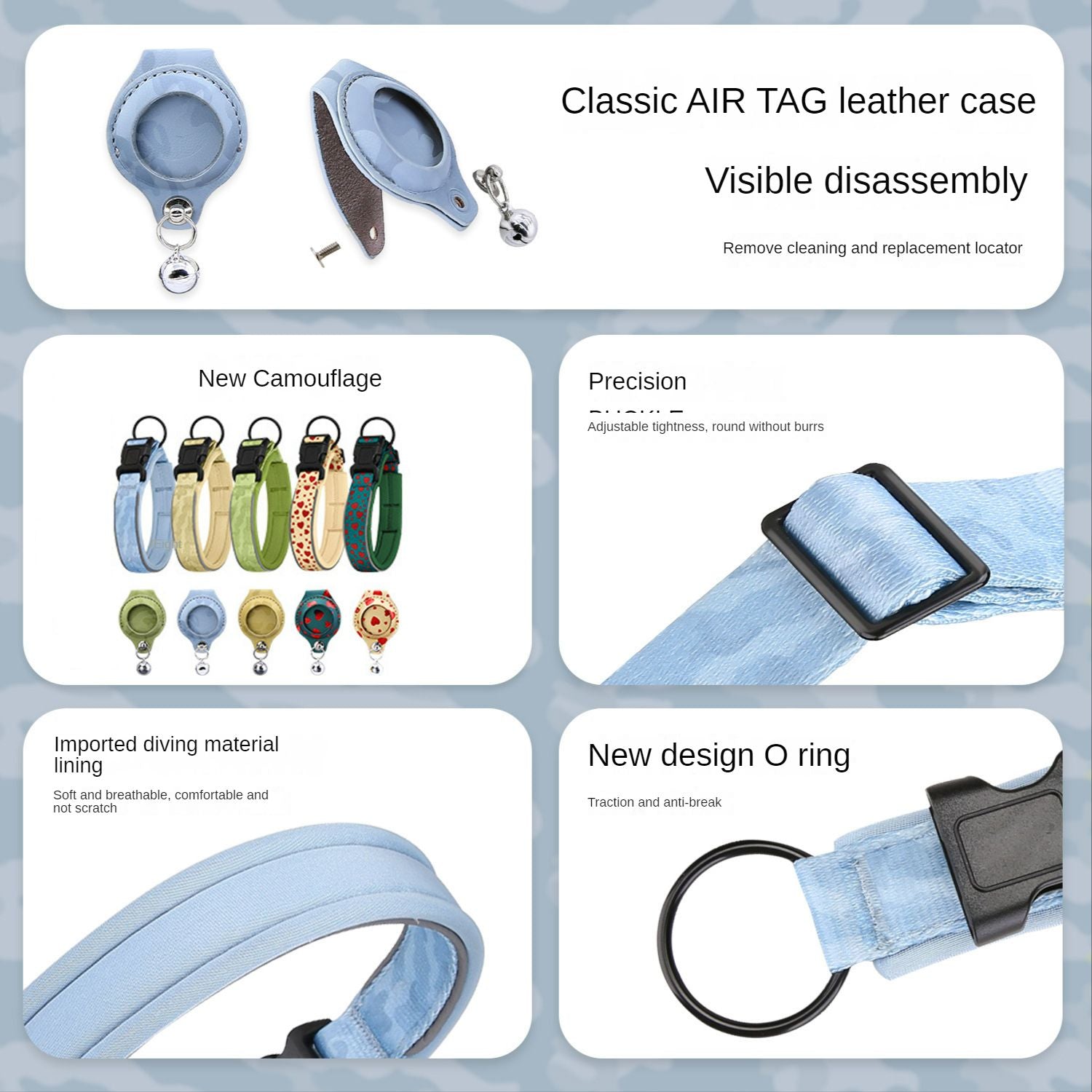 Dog Collar with AirTag Case Holder Anti-Lost Pet Locator Collar