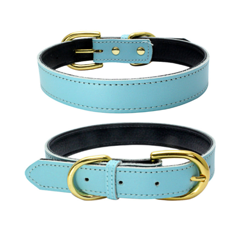Genuine Leather Wide Soft Padded Breathable Adjustable Tactical Waterproof Dog Collar