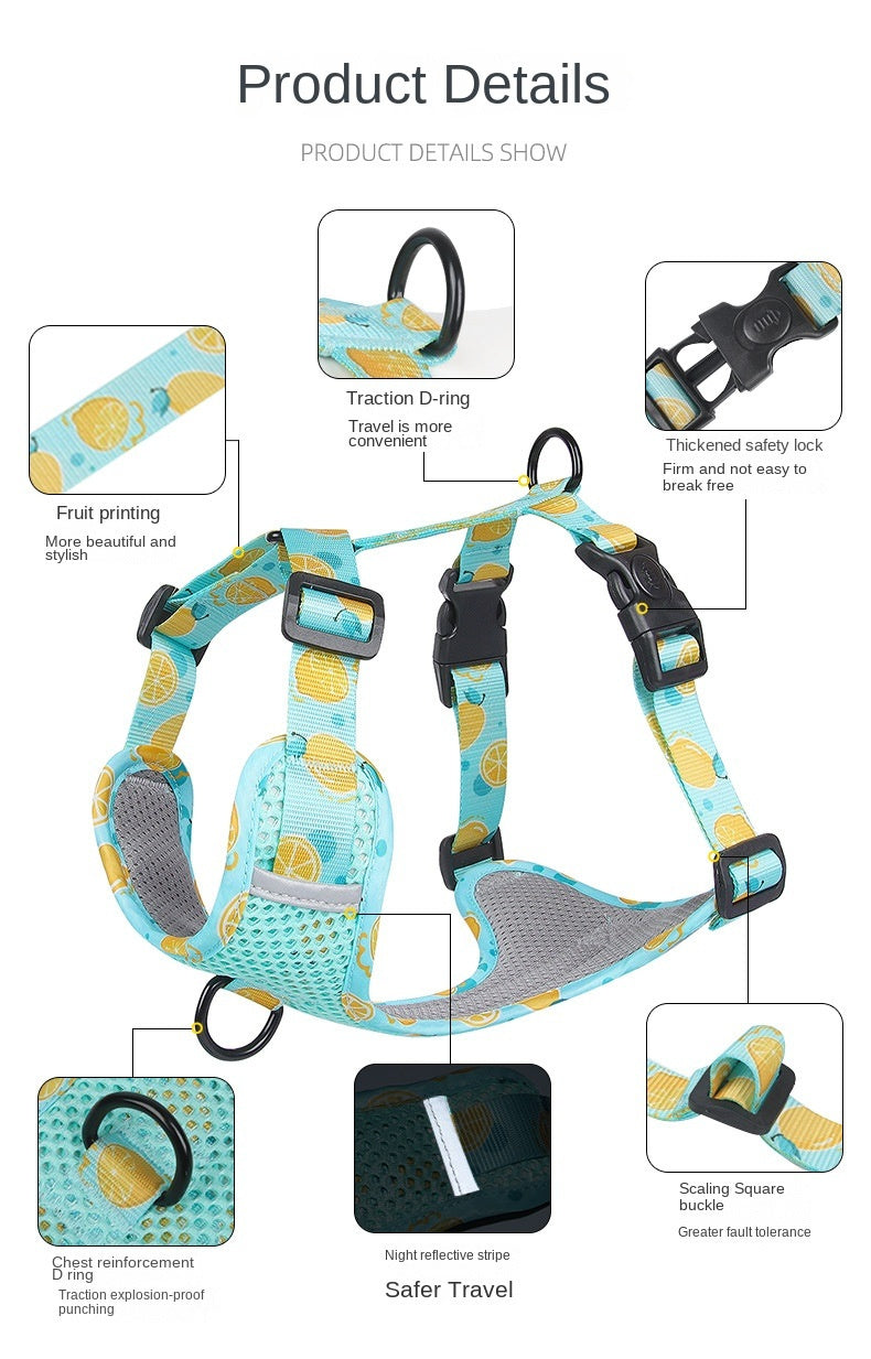 Reflective Explosion-Proof Dog Chest Strap Vest Harness with Traction Rope