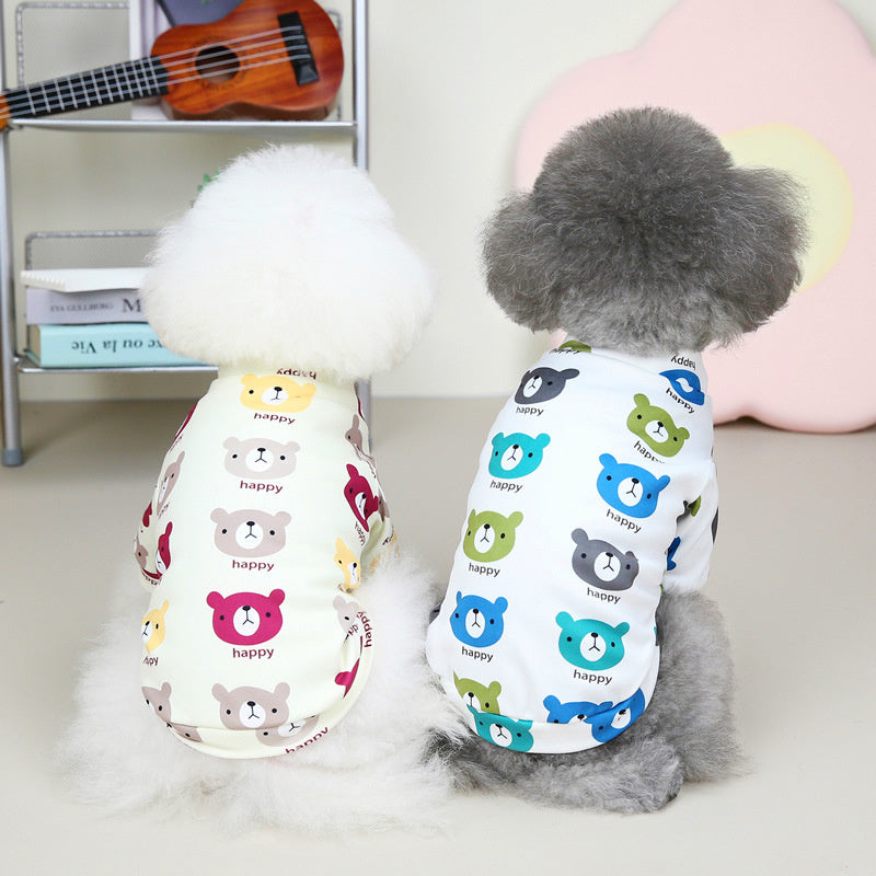 Pet Dog Cat Autumn Winter New Two Leg Sweater 22 Happy Bear Bottoming Shirt