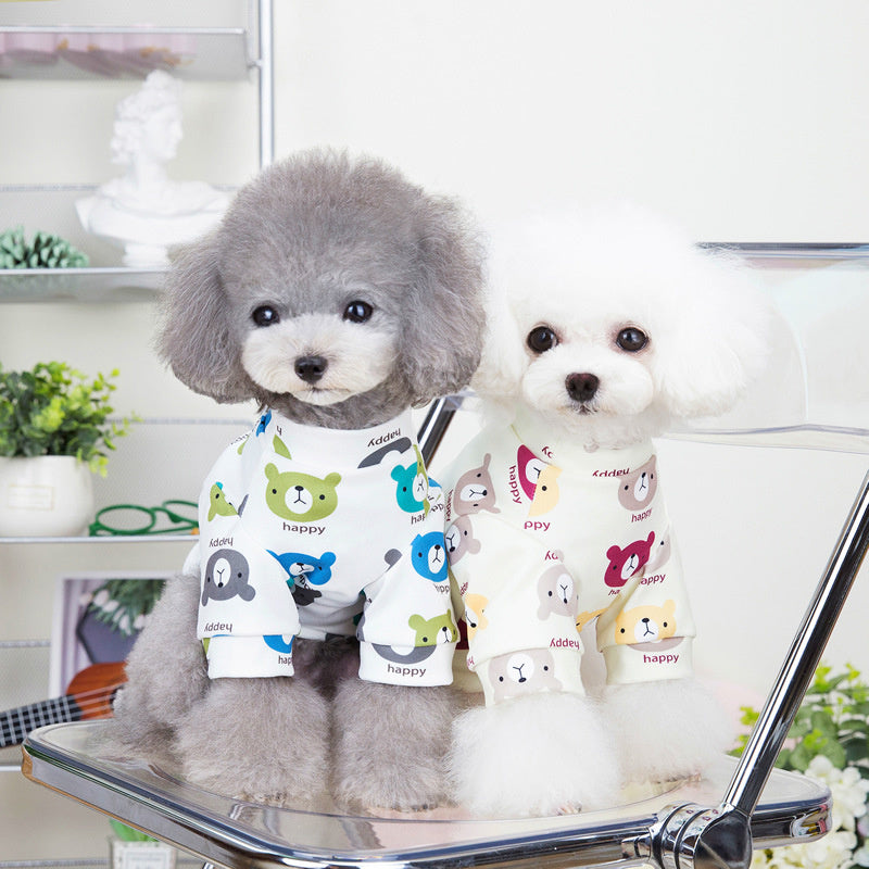 Pet Dog Cat Autumn Winter New Two Leg Sweater 22 Happy Bear Bottoming Shirt