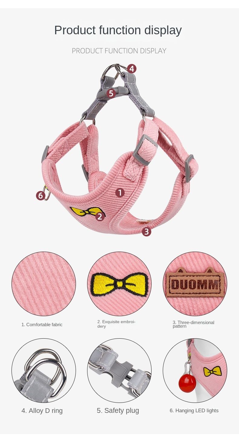 Dog Harnesses and Dog Leash Set; Pet Traction Rope Vest Chest Strap Reflective Walking Rope Wholesale