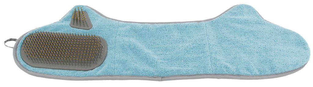 Pet Life 'Bryer' 2-in-1 Hand-Inserted Microfiber Grooming Towel and Brush