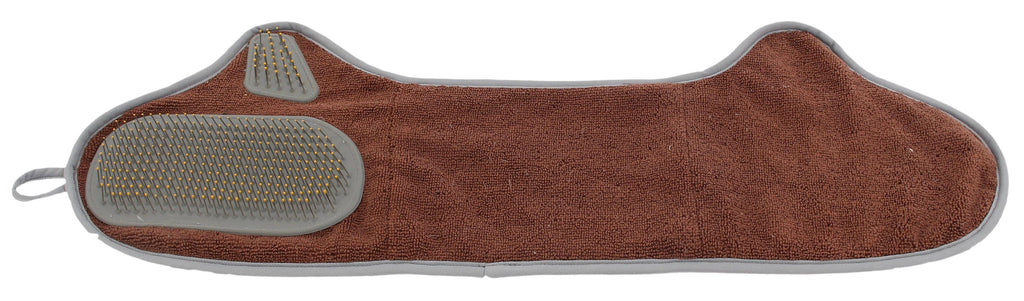 Pet Life 'Bryer' 2-in-1 Hand-Inserted Microfiber Grooming Towel and Brush