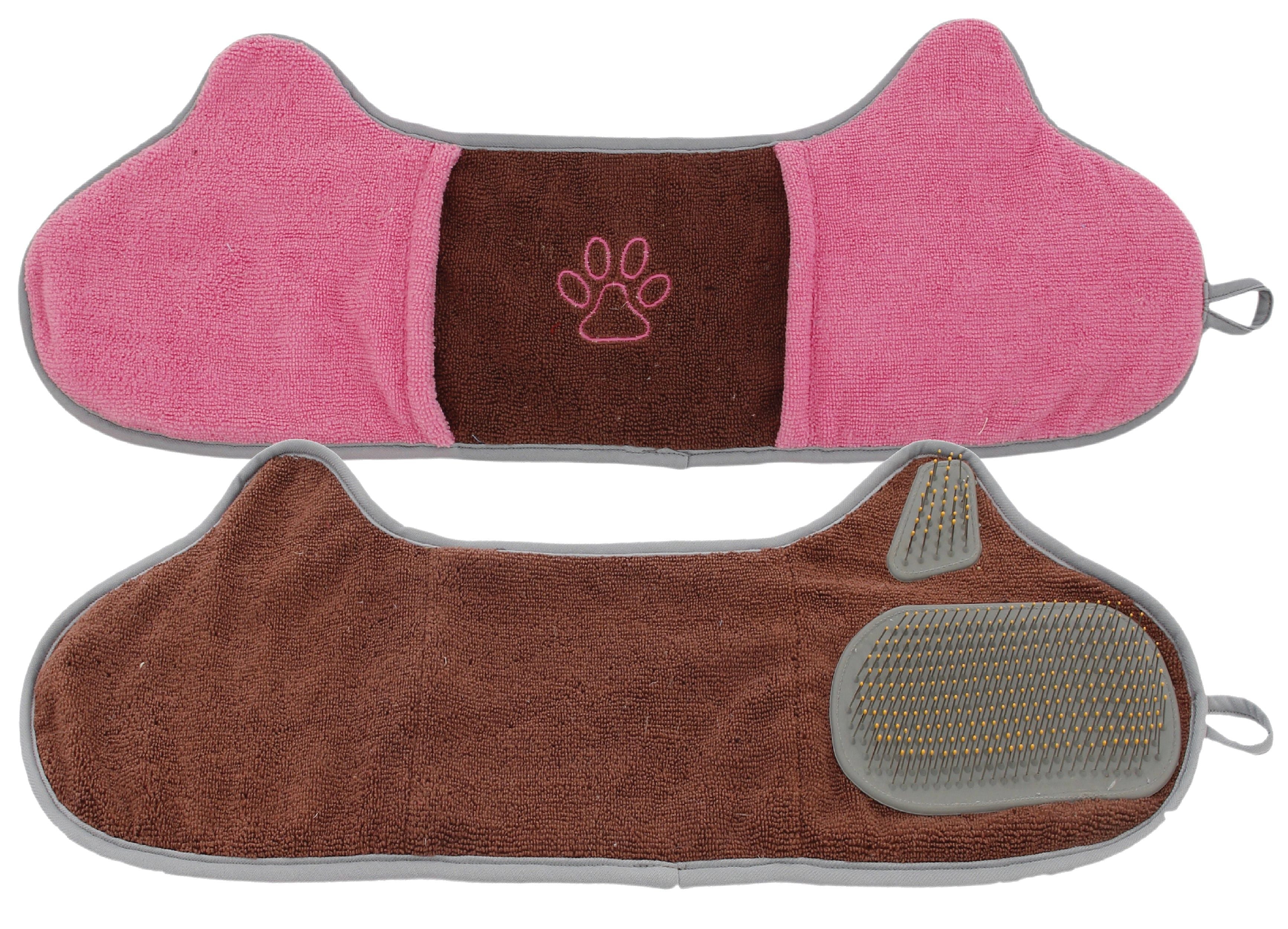 Pet Life 'Bryer' 2-in-1 Hand-Inserted Microfiber Grooming Towel and Brush