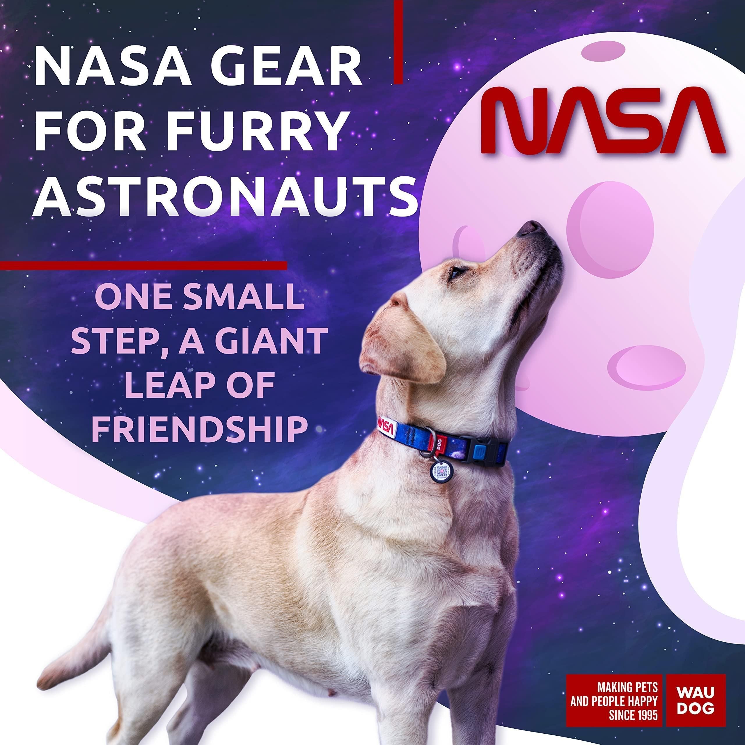 Nylon Dog Collar Adjustable for Large Dogs Small Medium Dogs for Boy Girl Dog Collars with Durable Plastic Buckle 12-19 inch Neck x 1 inch Wide Nasa Pattern