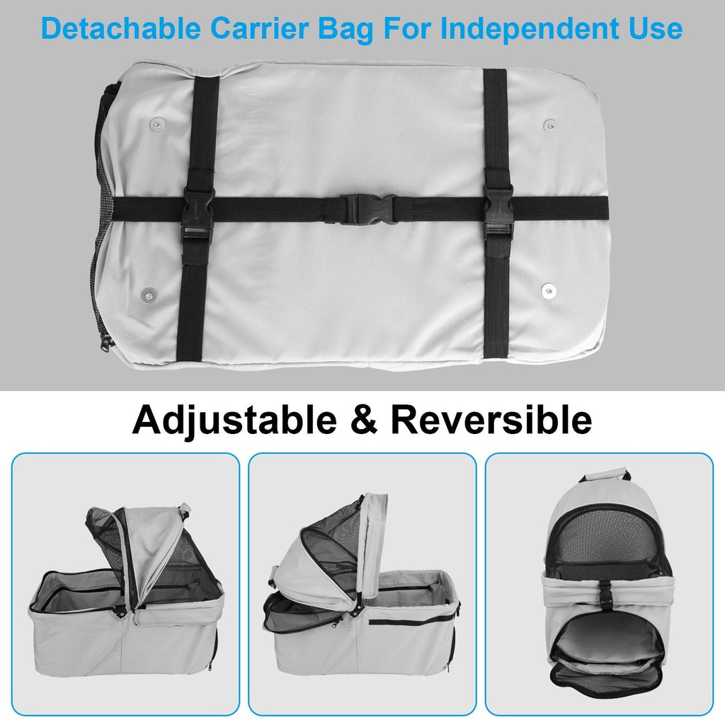 4 Wheels Pet Stroller Foldable Carrier Strolling Cart Travel Jogger with Removable Liner Storage