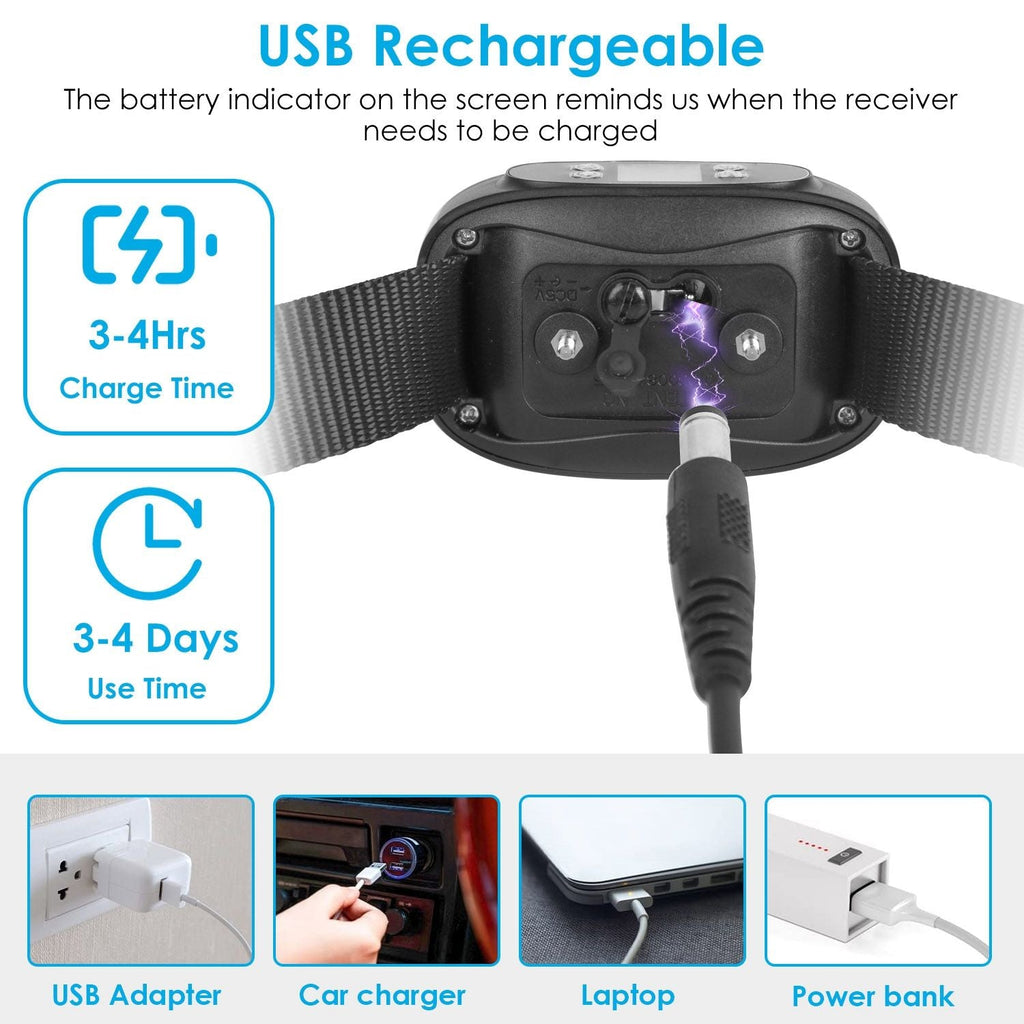 Wireless GPS Dog Fence Rechargeable IPX7 Waterproof Electric Dog Collar 98-328 ft.
