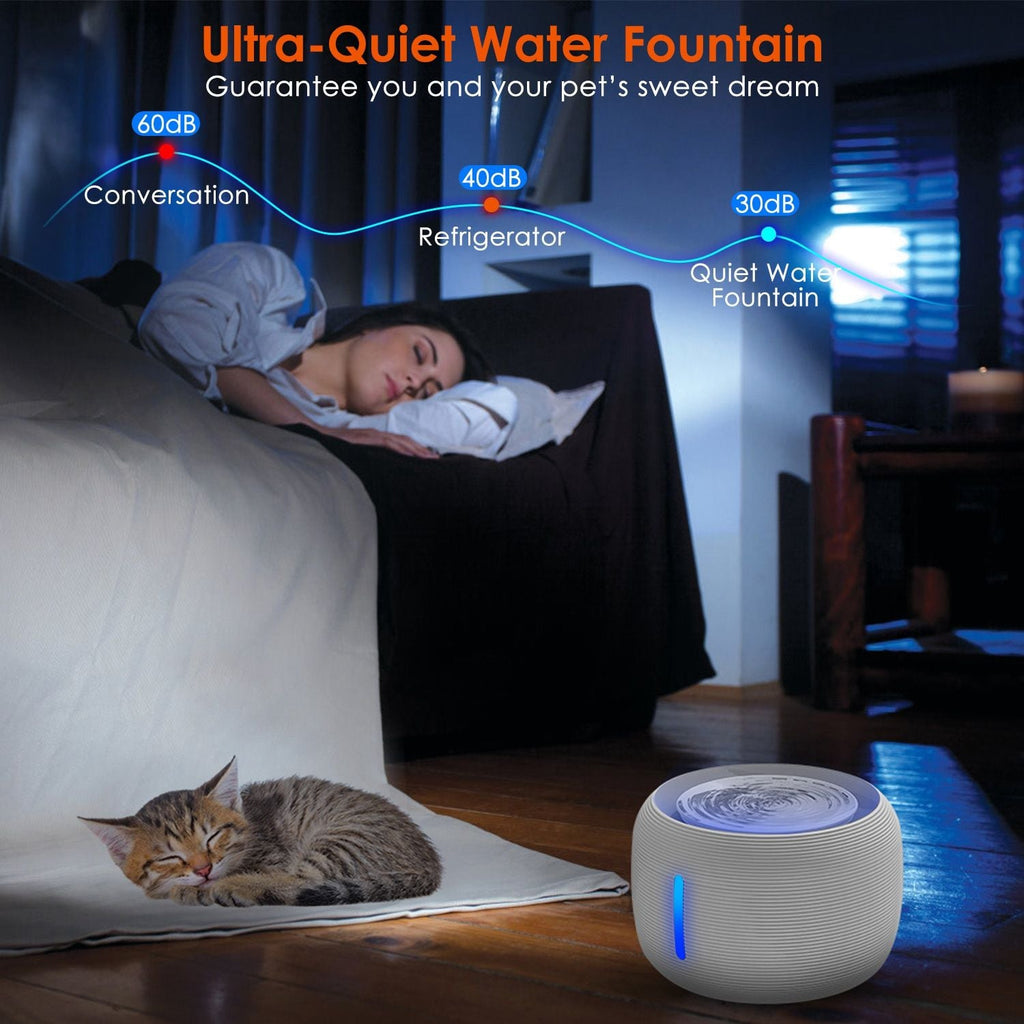 2.5L 84.54OZ Smart Pet Drinking Fountain with LED Light 7
