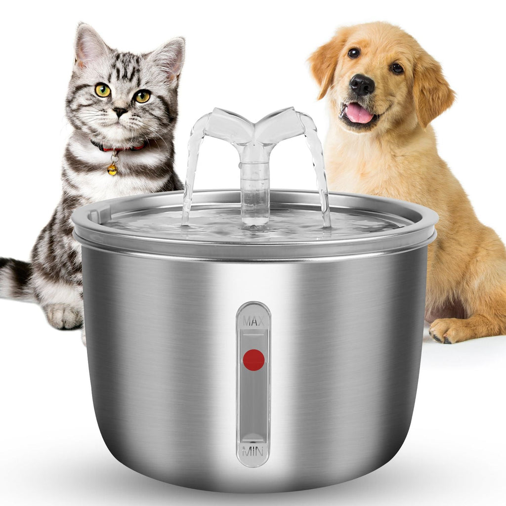 2L/67.6Oz Automatic Electric Stainless Steel Pet Drinking Fountain Water Dispenser