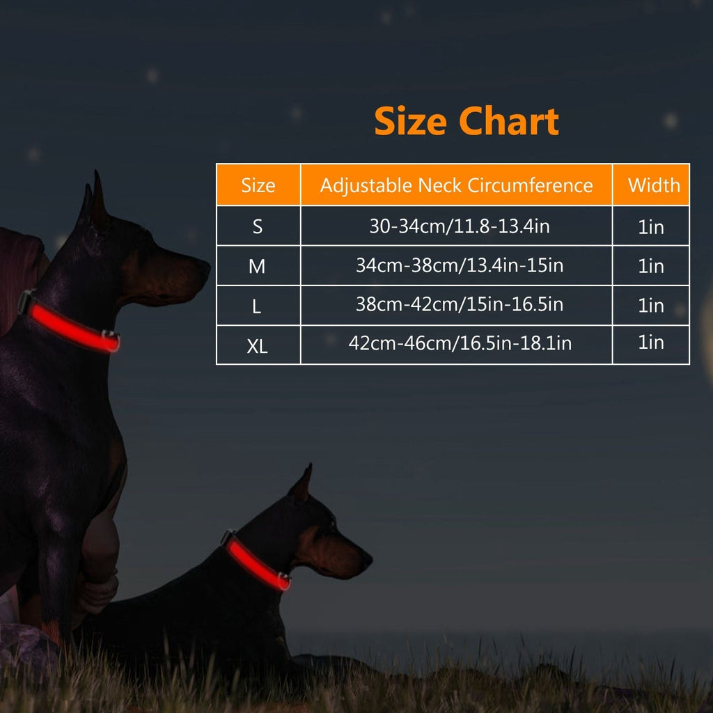LED Dog Collar USB Rechargeable Adjustable Night Safety Flashing Luminous Light up