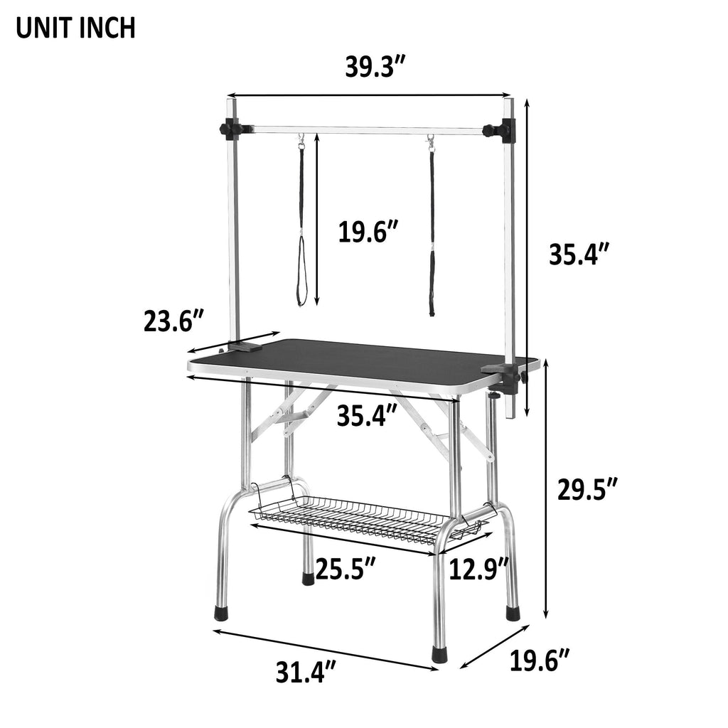 36" Professional Dog Pet Grooming Table Adjustable Heavy Duty Portable w/Arm & Noose & Mesh Tray