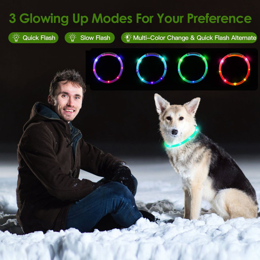 LED Dog Collar USB Rechargeable Adjustable Night Safety Flashing Luminous Light up