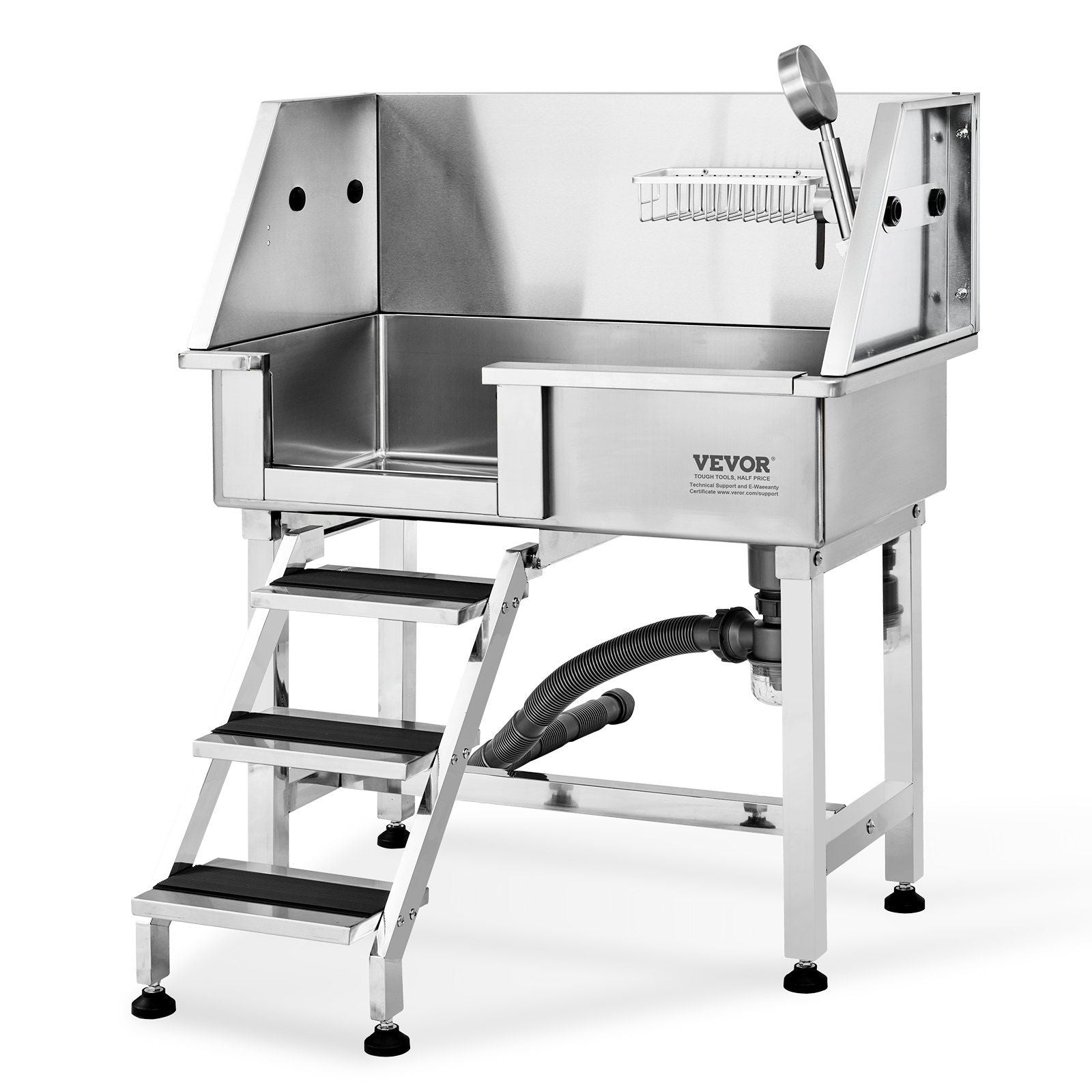 VEVOR Professional Stainless Steel Pet Dog Bathing Station w/Ramp, Grooming