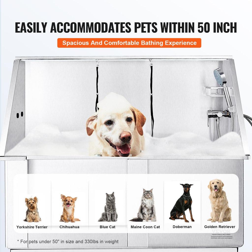 VEVOR 50" Pet Dog Bathing Station Electric Height Adjustment, Professional Stainless