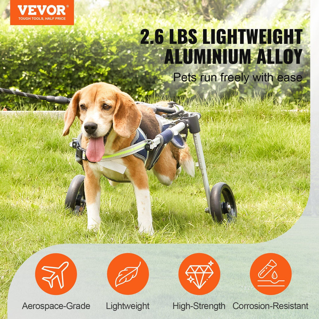 VEVOR 2 Wheels Dog Wheelchair for Back Legs, Pet Wheelchair Lightweight & Adjustable Assisting